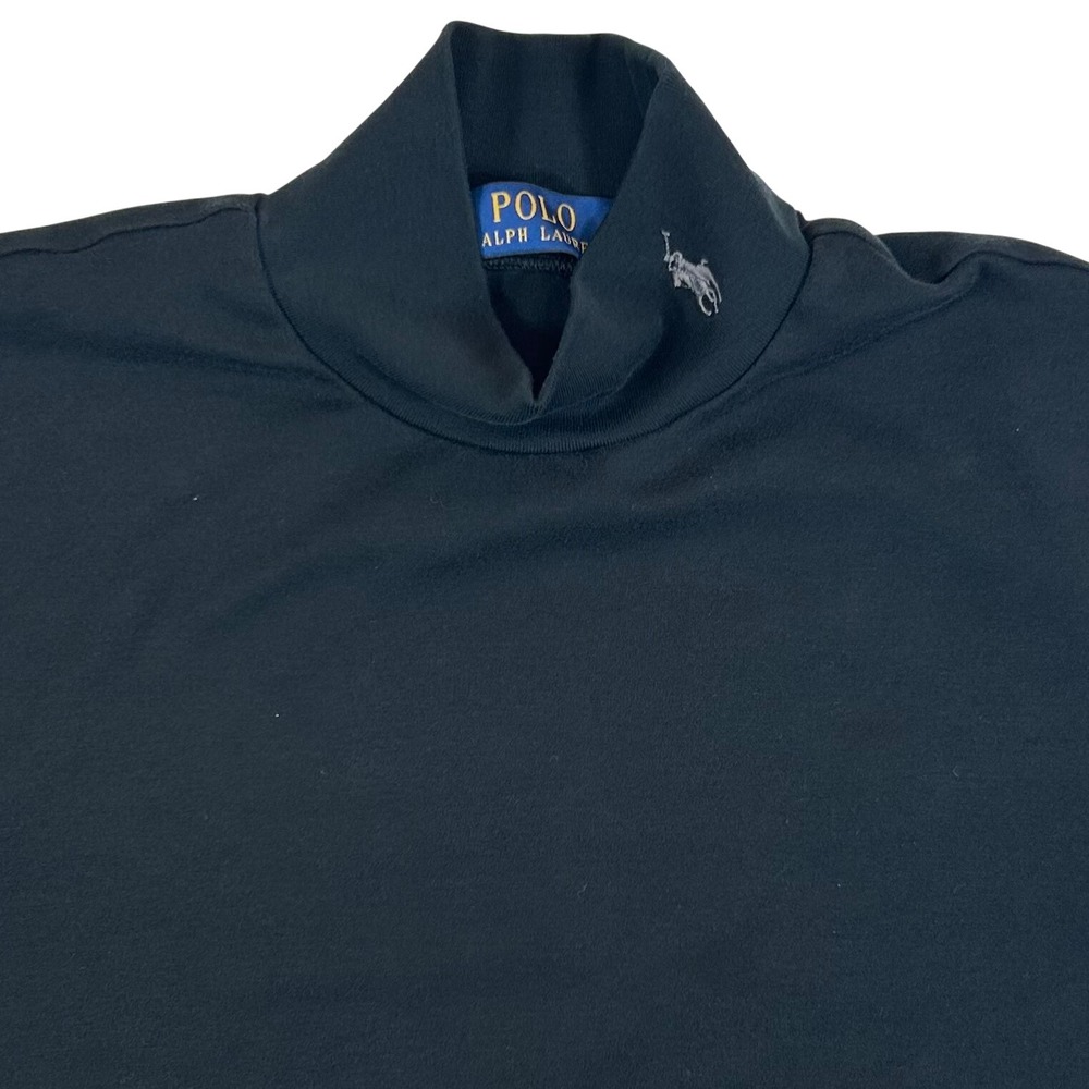 Polo Ralph Lauren Mens Black Mock Neck Long Sleeve Pony Logo Shirt Small